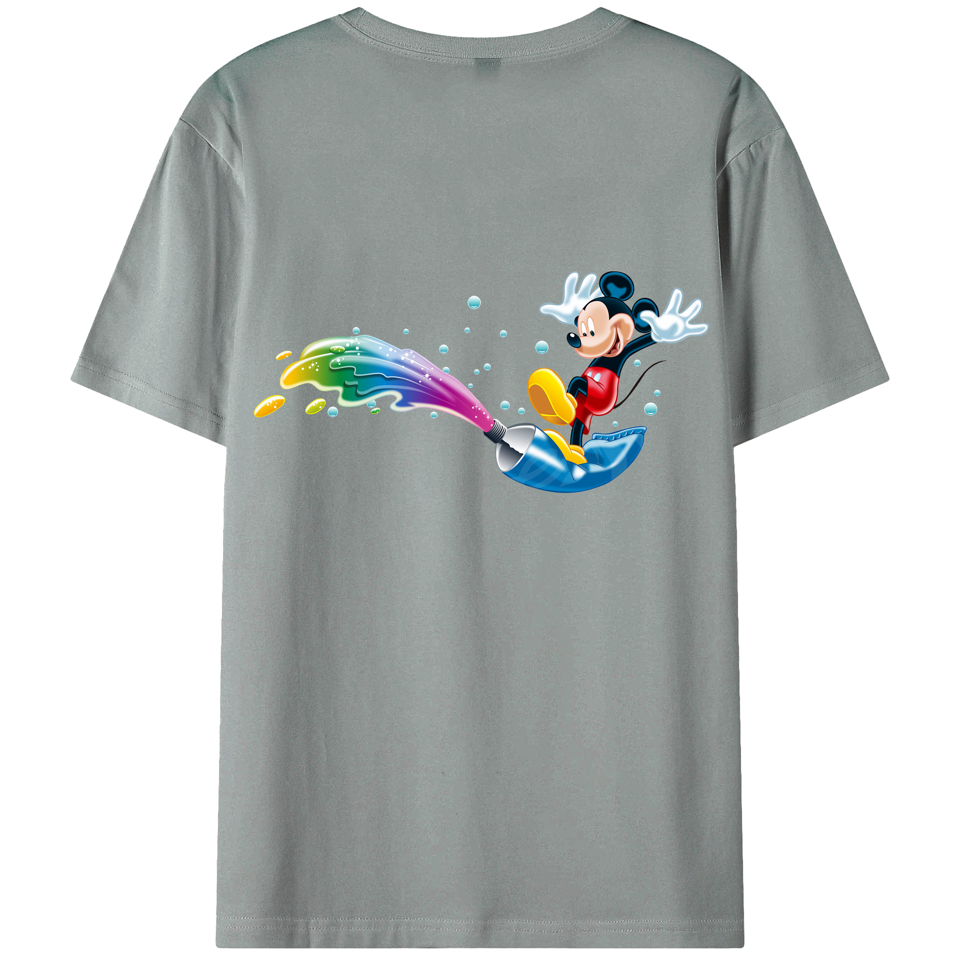 （画像用） ミッキーマウス Mickey Mouse 綿100％ メンズ半袖Tシャツ（バックプリント） 通気性